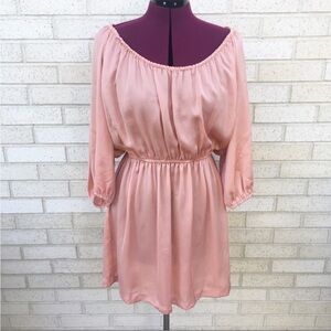 Joie Blush Pink Smock-like Dress 3/4 Puff Sleeves Size Medium